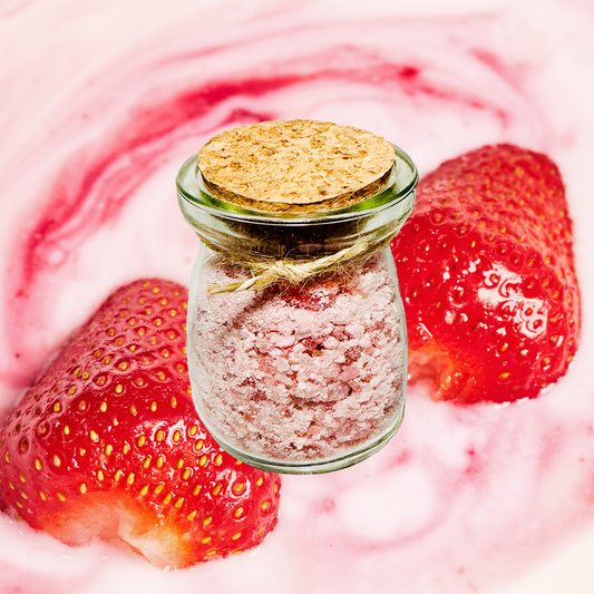 Strawberries & Cream Natural Bath Salts with Kaolin Avocado & Sea Salt Bath Soak | 3.5 oz