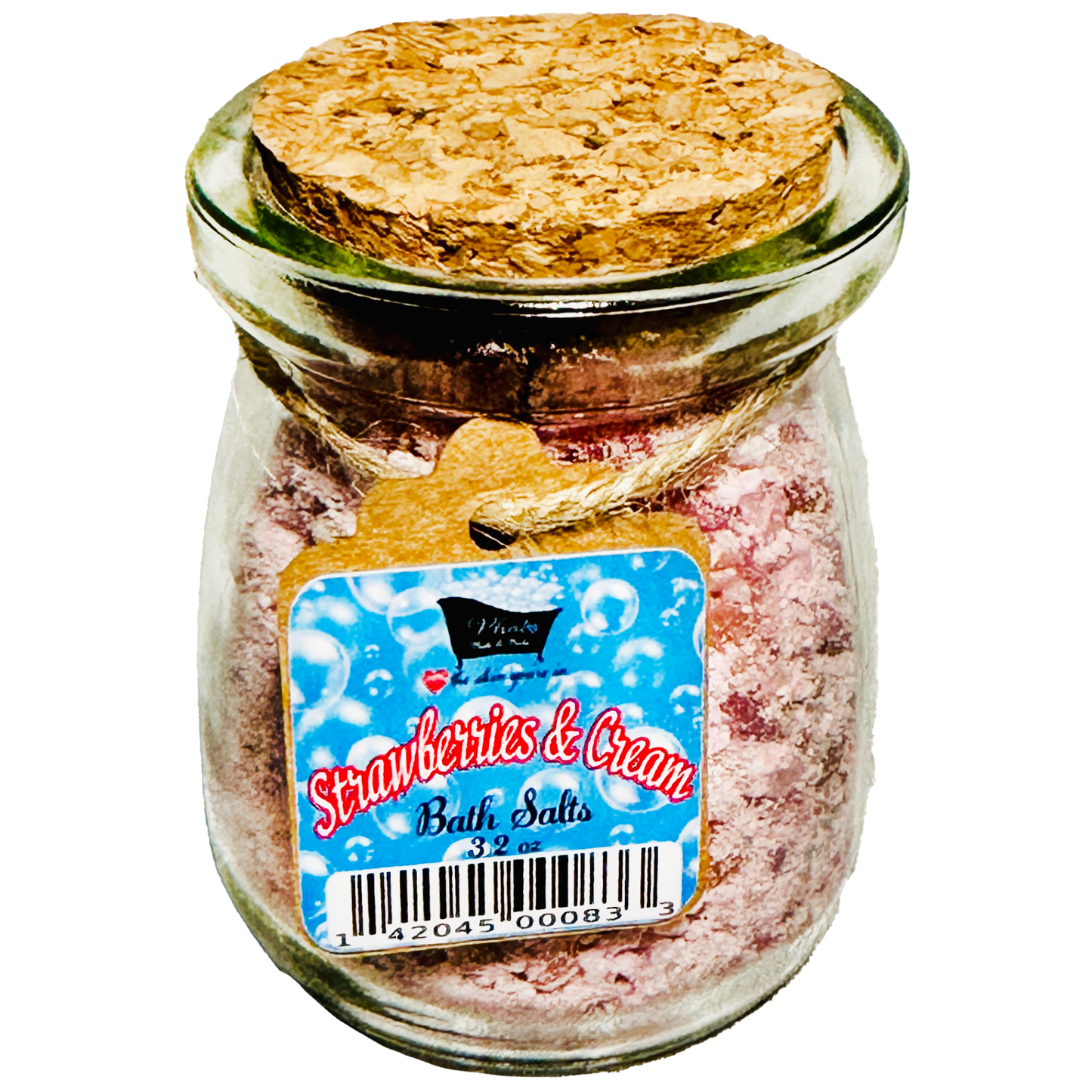 Strawberries & Cream Natural Bath Salts with Kaolin Avocado & Sea Salt Bath Soak | 3.5 oz