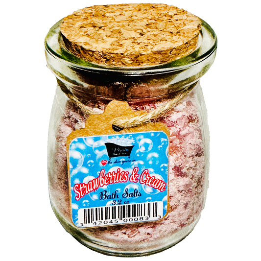 Strawberries & Cream Natural Bath Salts with Kaolin Avocado & Sea Salt Bath Soak | 3.5 oz