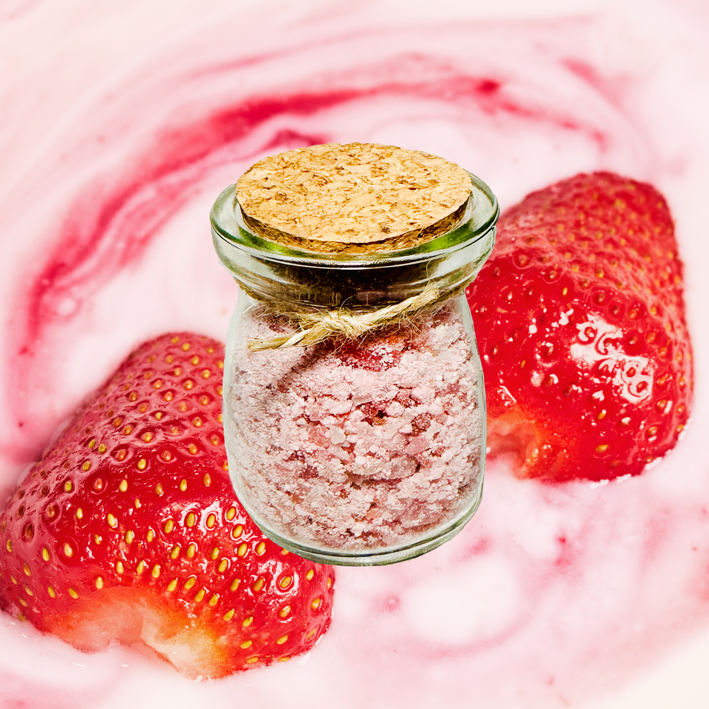Strawberries & Cream Natural Bath Salts with Kaolin Avocado & Sea Salt Bath Soak | 3.5 oz
